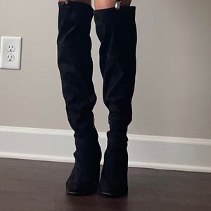 Black above knee boots